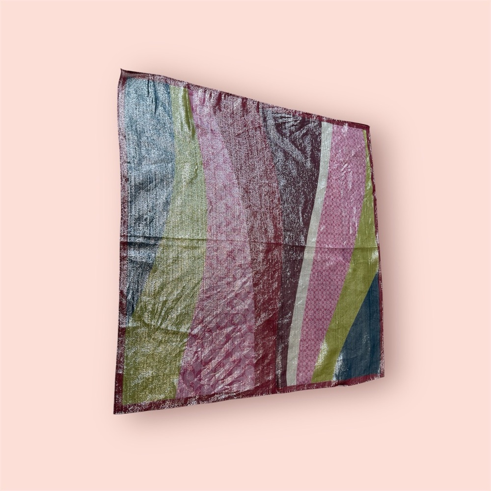 Coach Metallic Patchwork Silk Scarf Monogram Vint… - image 1